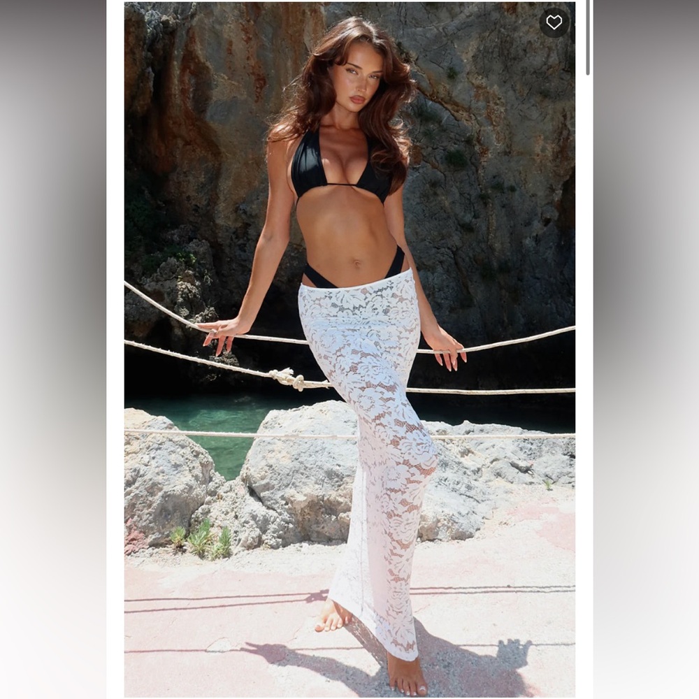 White Fox White Lace Maxi Coverup Skirt